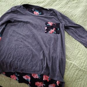 Gray and floral blouse